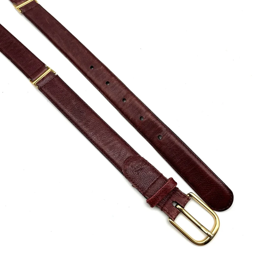 1970s Yves Saint Laurent 1214009 Oxblood Steerhide Leather Segmented Belt 32-36